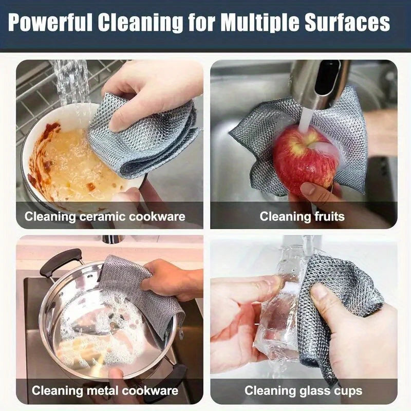 Paño de limpieza metálico multifuncional, paño de cocina metálico ampliado, utilizado para metal, cocina y utensilios de mesa, 5/10/20 piezas.
