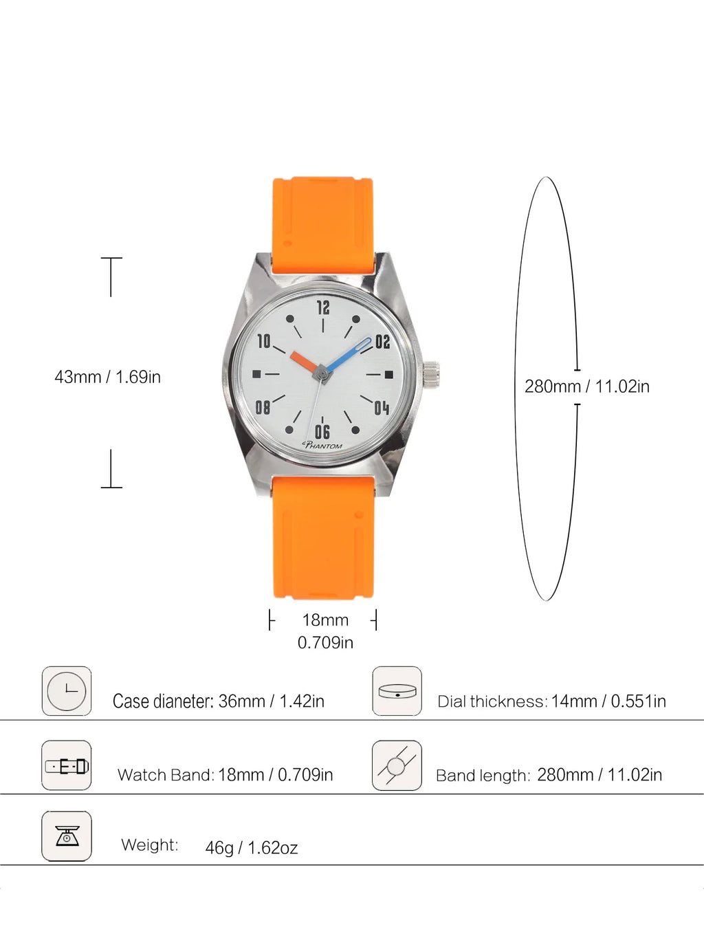 Un regalo pensado. Movimiento de cuerda manual de 36 mm. Reloj mecánico favorito de los hombres jóvenes con un diseño Bauhaus moderno.