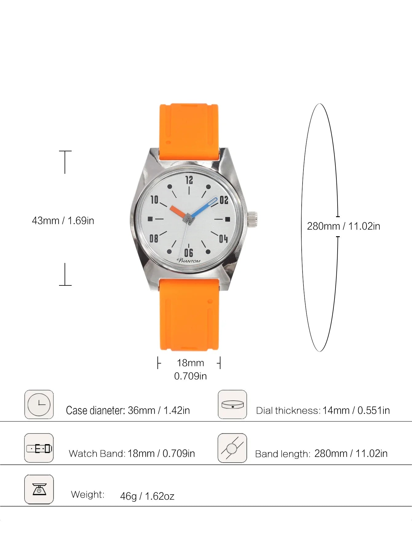 Un regalo pensado. Movimiento de cuerda manual de 36 mm. Reloj mecánico favorito de los hombres jóvenes con un diseño Bauhaus moderno.