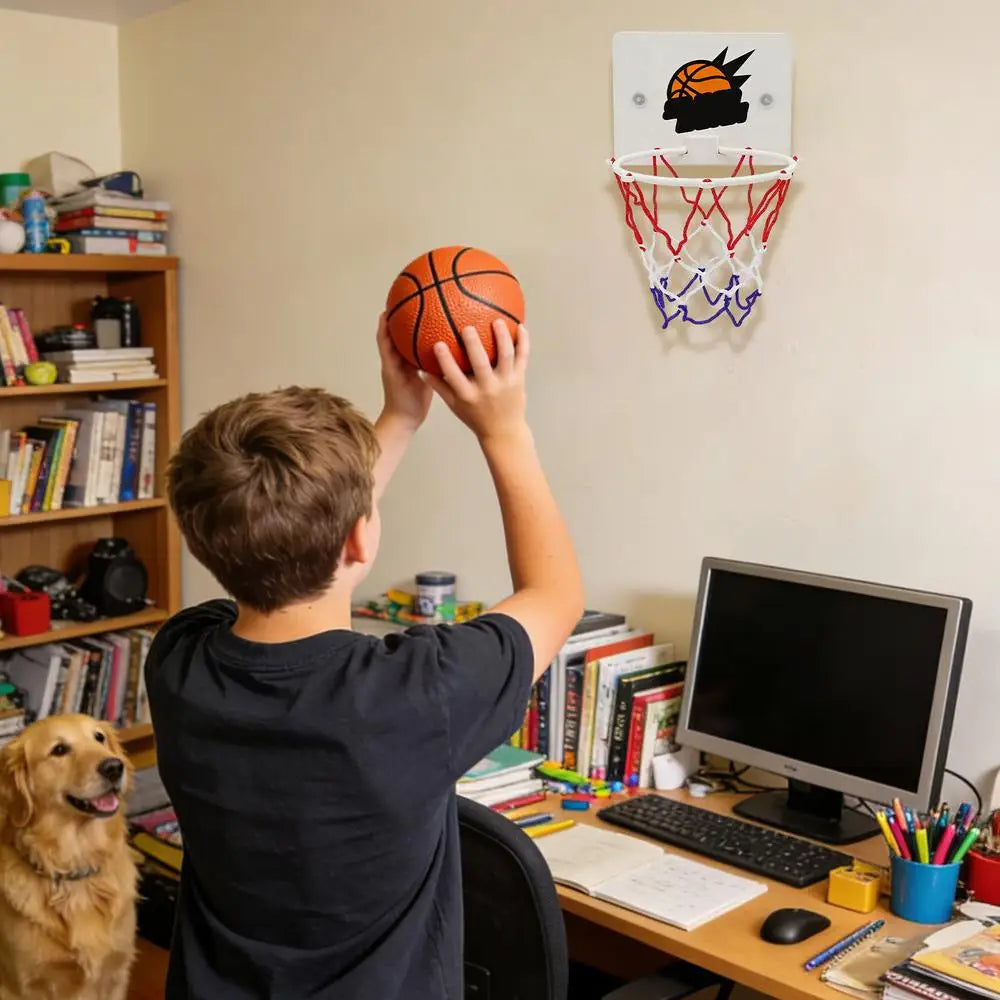 Aro de Baloncesto con Ventosa Pequeño, Juego de Baloncesto sin Taladrar para Niños y Niñas, Ejercicio en Casa o en el Aula