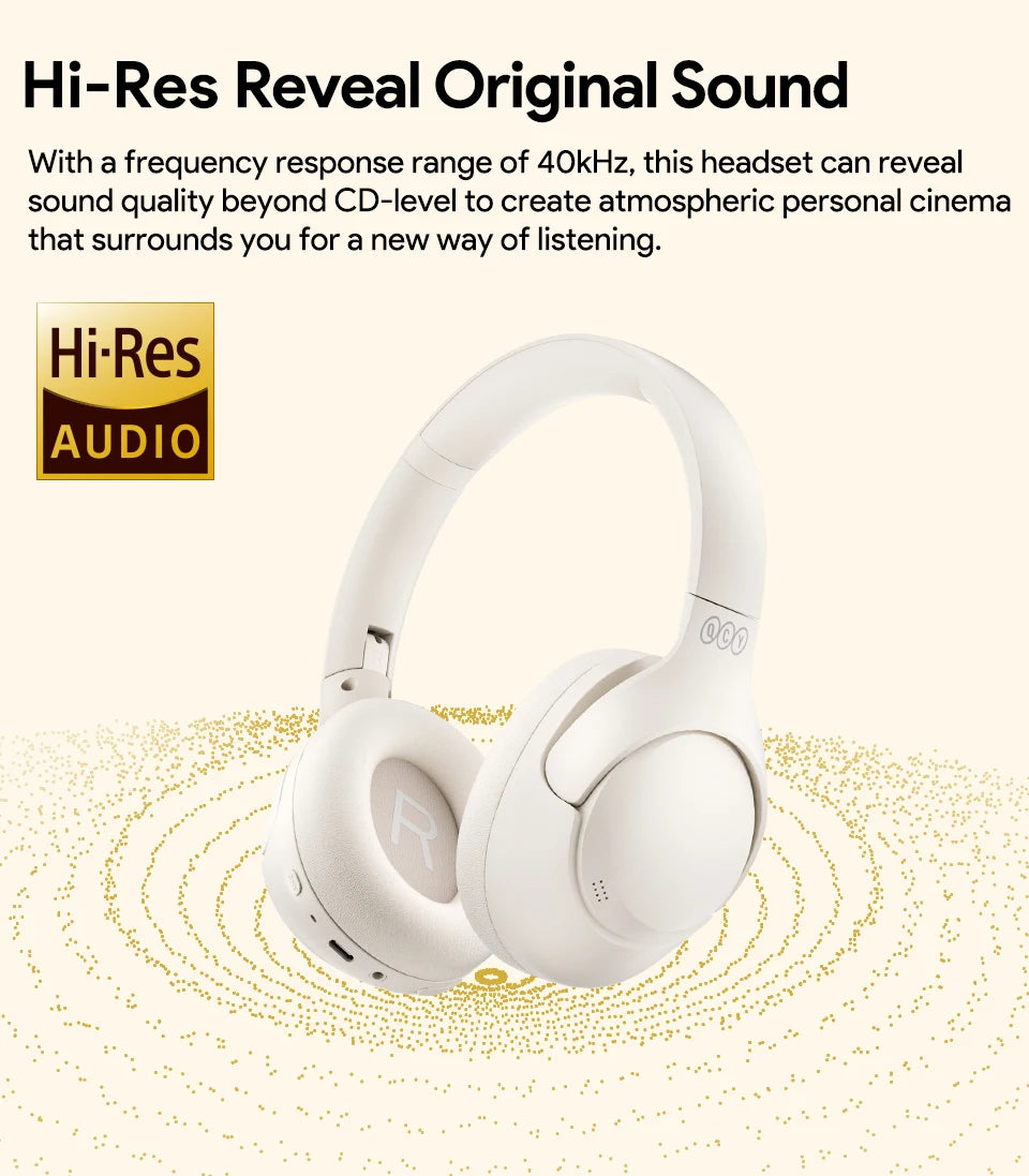 QCY H3 ANC Auriculares inalámbricos 43dB Cancelación activa de ruido Auriculares con cable/inalámbrico Bluetooth 5.4 Auriculares de audio de alta resolución 60 horas