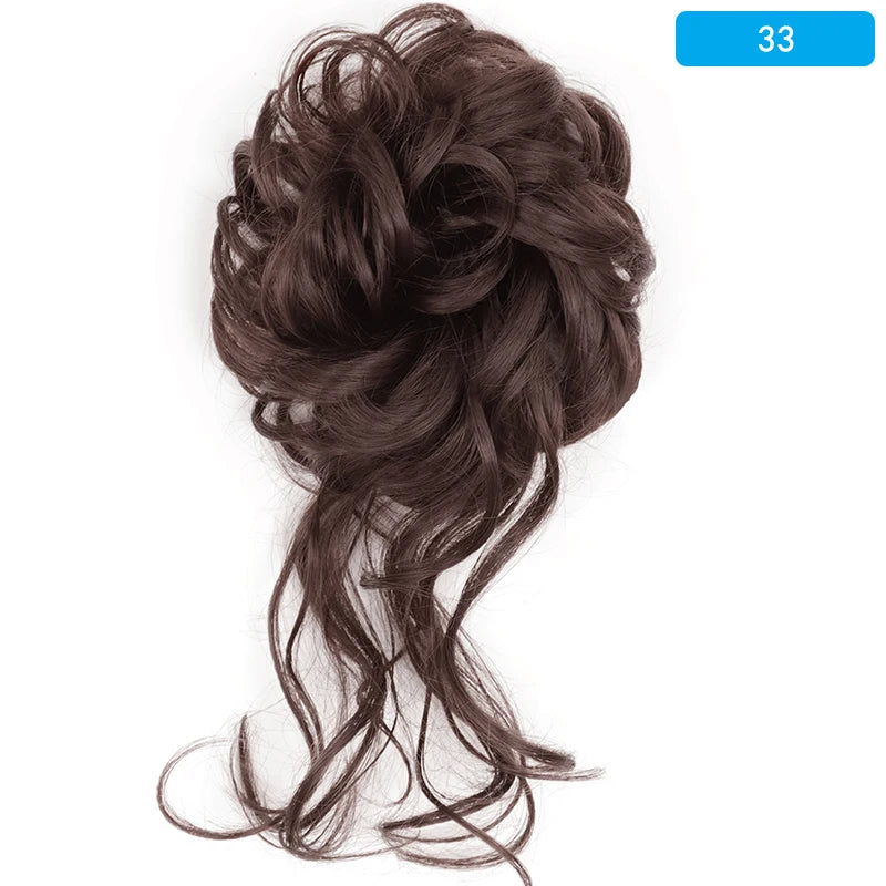 AZQUEEN-extensión de cabello de moño desordenado, banda elástica sintética, moño ondulado rizado, Scrunchies Donut Updo, postizo para mujer