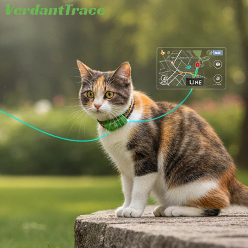 Rastreador de Mascotas VerdantTrace para Teléfonos Android e iOS, GPS 4G, Collar con Rastreador para Gatos y Perros, Rastreo en Tiempo Real, Localizador Antipérdida, Sin Suscripción