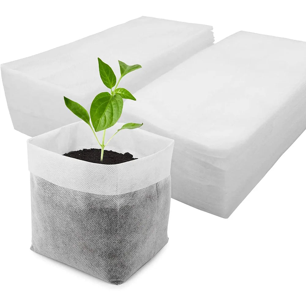 Bolsa de vivero biodegradable, bolsas de cultivo de plantas, semillas de tela no tejida para sembrar macetas para el hogar, accesorios de jardín, herramientas, 100-500 Uds.