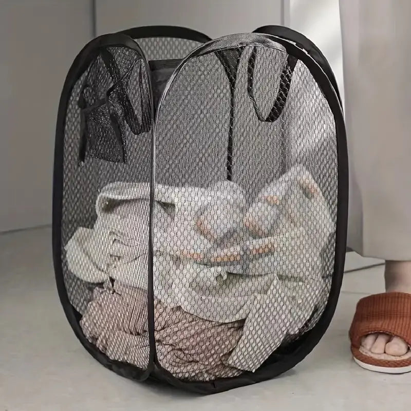 Cesta para la colada emergente de malla, cesta para la colada, cesta plegable para almacenamiento de ropa sucia, cesta de almacenamiento de gran capacidad