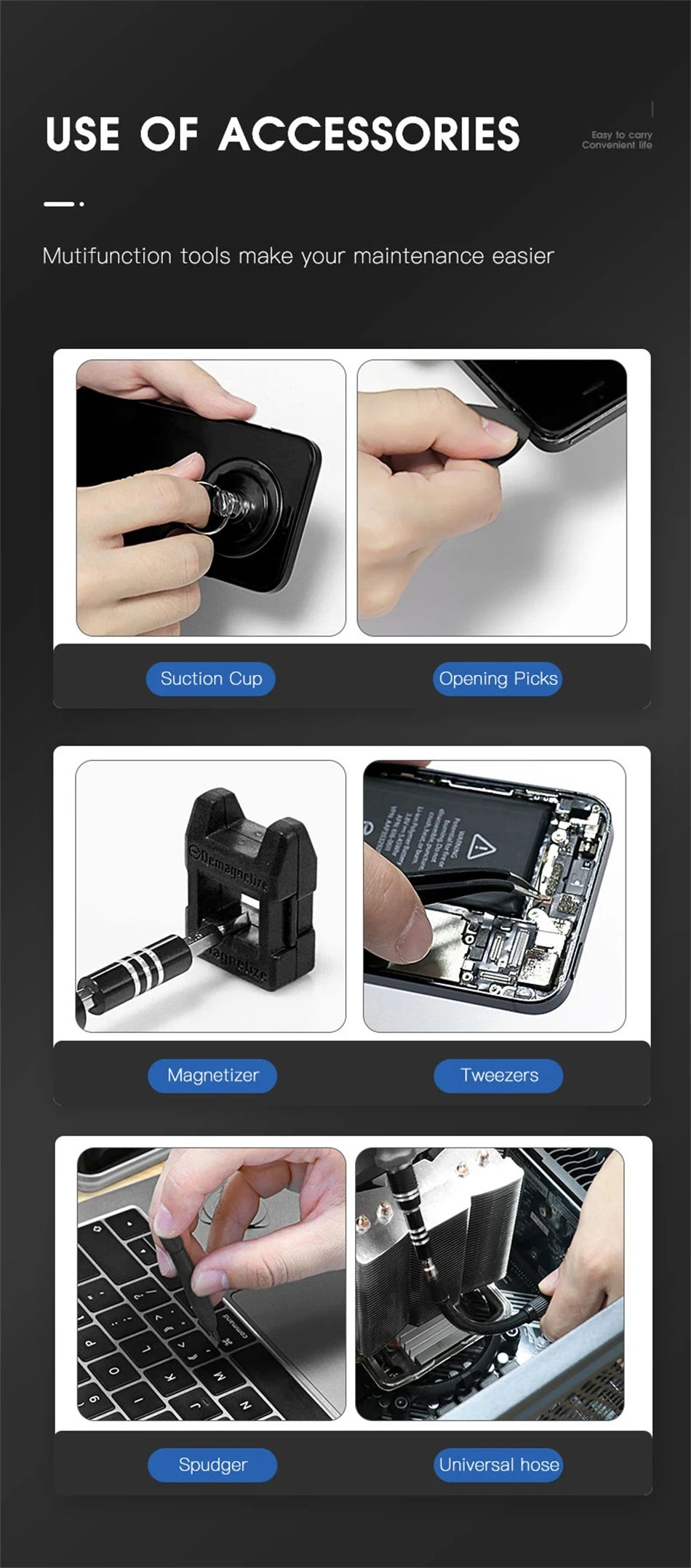 Juego de destornilladores de precisión profesionales 115 en 1, Kit de puntas hexagonales Torx magnéticas, herramienta de reparación electrónica para Xiaomi, Mac, PC y iPhone