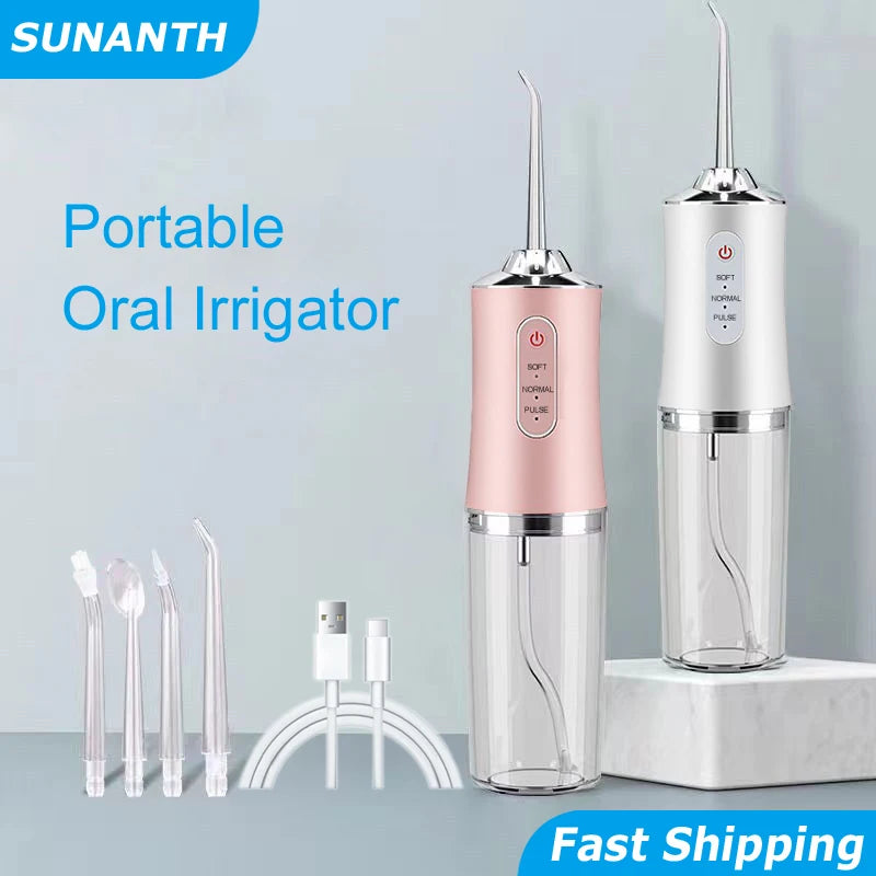 Irrigador Oral eléctrico inteligente portátil, hilo Dental de agua, 4 chorros, 3 modos, irrigador Dental recargable por chorro de agua, limpiador Dental