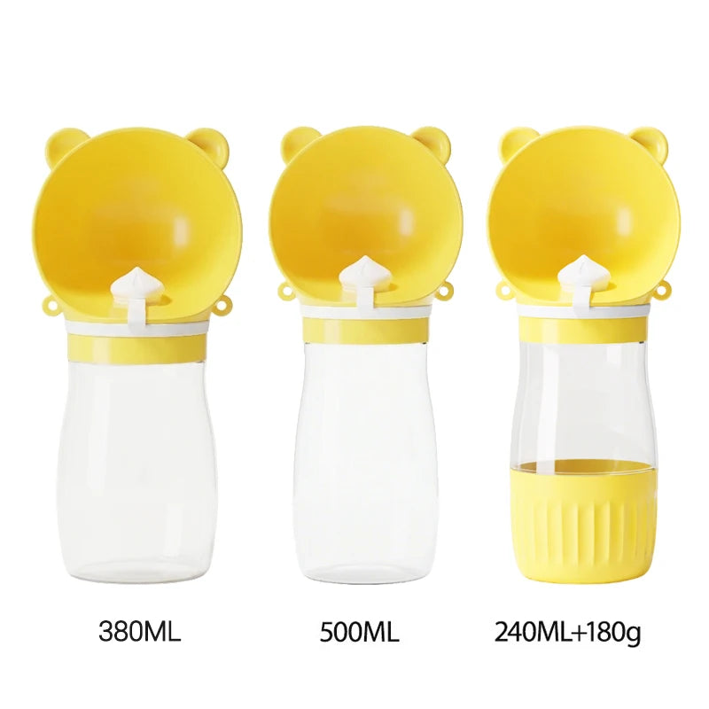 Botella de Agua Portátil para Perros con Correa para el Hombro, 2 en 1, Bebedero para Mascotas, Dispensador de Comida para Perros Pequeños y Grandes, Suministros para Yorkies