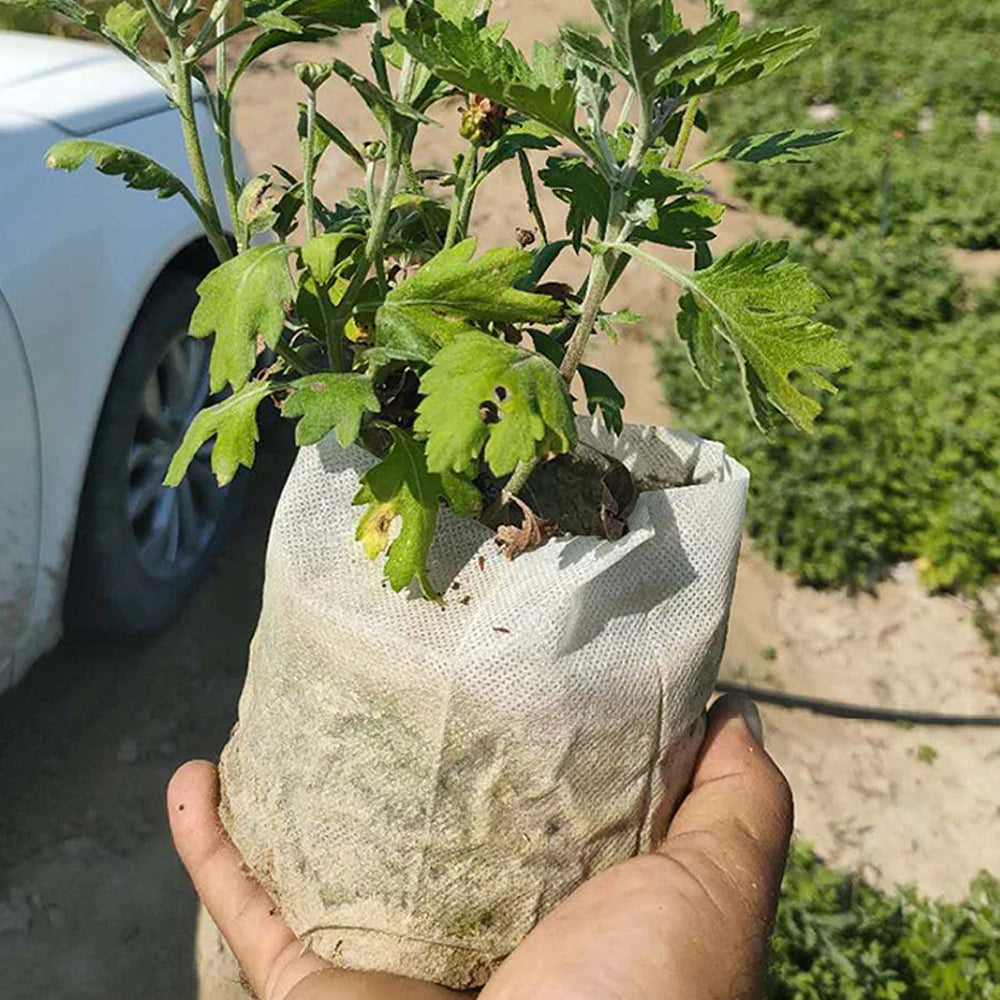 Bolsa de vivero biodegradable, bolsas de cultivo de plantas, semillas de tela no tejida para sembrar macetas para el hogar, accesorios de jardín, herramientas, 100-500 Uds.