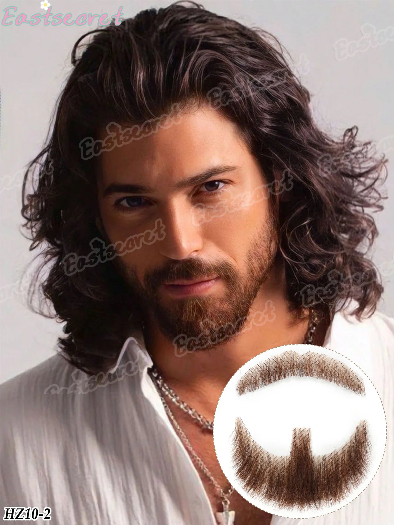 Bigote falso de barba de encaje sintético para hombres, bigote hecho a mano por pelo Real, Cosplay, encaje sintético, barbas invisibles