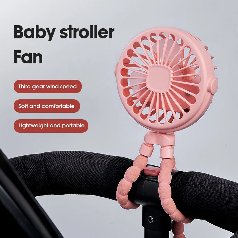 Ventilador portátil plegable de escritorio con USB, Mini ventilador de pulpo multifuncional pequeño, silencioso, para cochecito de bebé al aire libre, Verano
