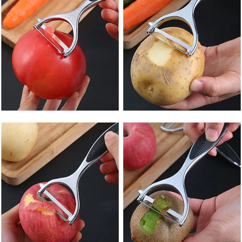 Cuchillo de pelar de acero inoxidable, venta al por mayor, cepillador de melón y calabaza, cocina, aleación de Zinc, pelador de frutas y melón, cuchillo raspador para el hogar