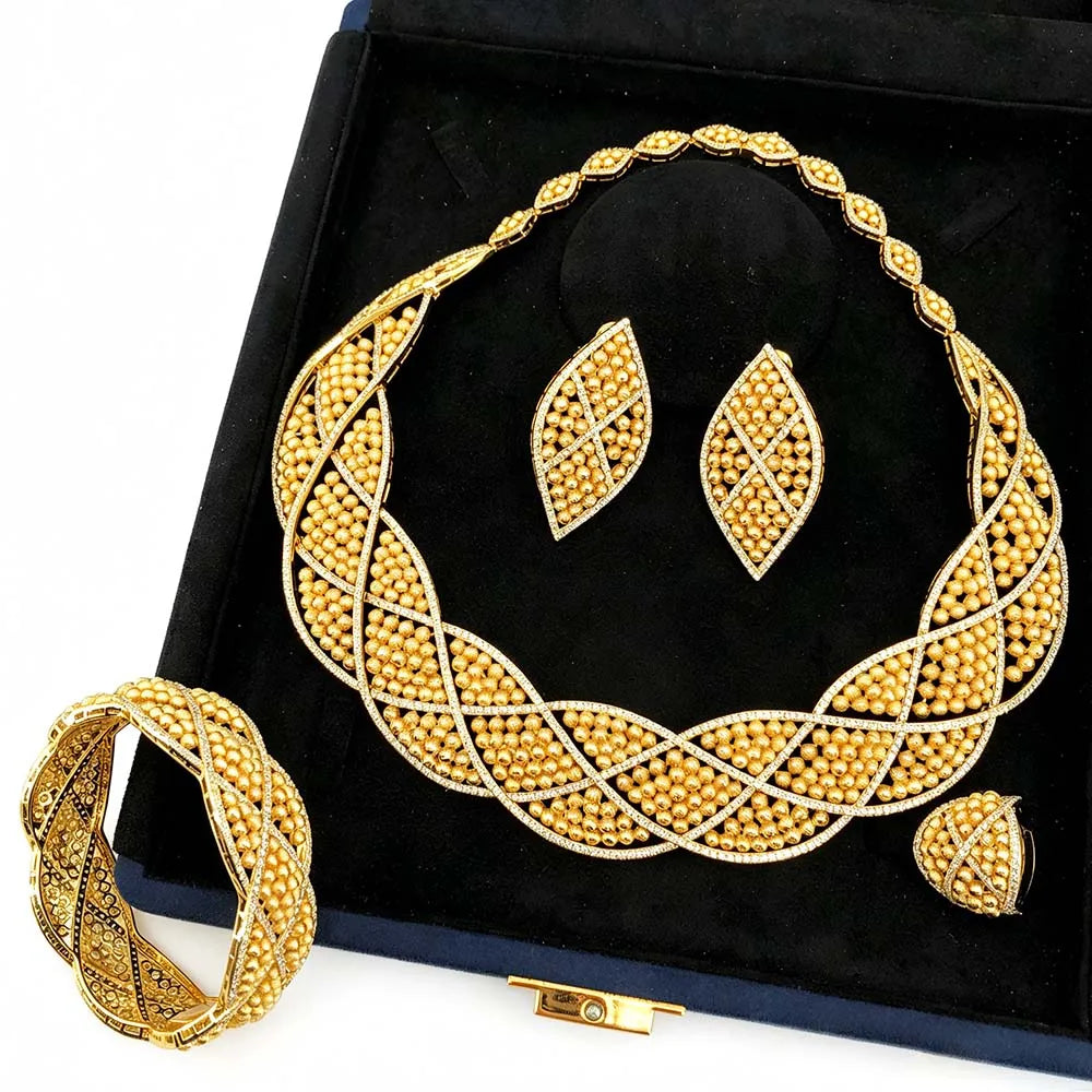 Conjunto de joyería africana de 4 piezas para mujer, para fiesta de boda, circonia cúbica, moderno, romántico, Missvikki, lujo, Dubái, nupcial