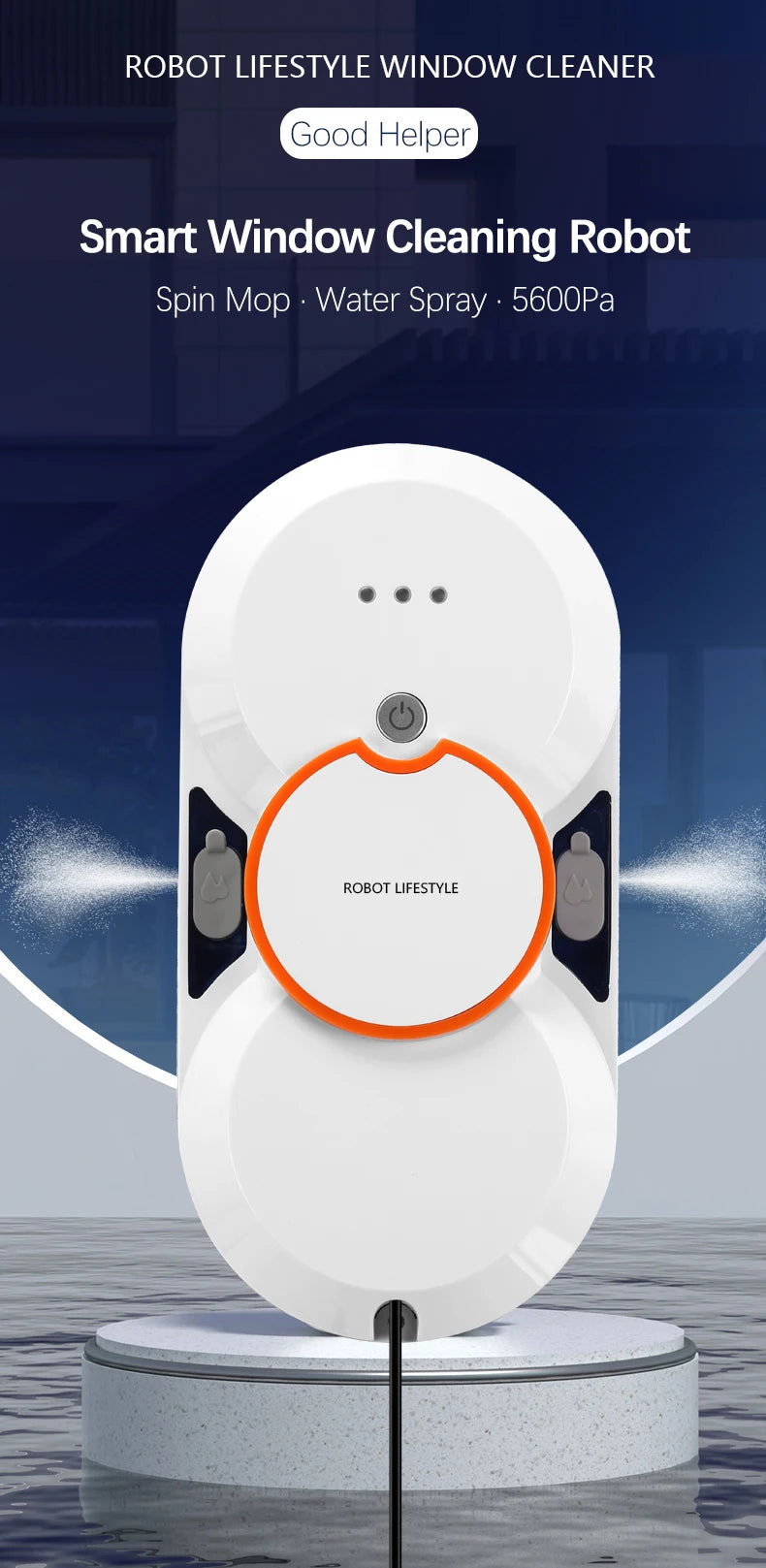 Robot limpiador de ventanas con pulverizador, limpiaparabrisas inteligente, dos tanques de agua, electrodoméstico eléctrico para exteriores