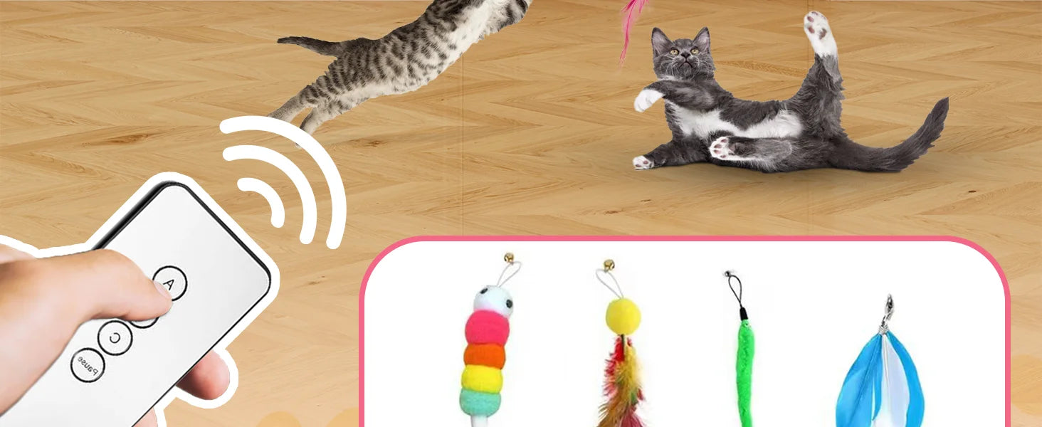 Juguetes para gatos, juguetes interactivos de plumas para interiores, cuerda retráctil automática recargable para colgar en la puerta para gatos