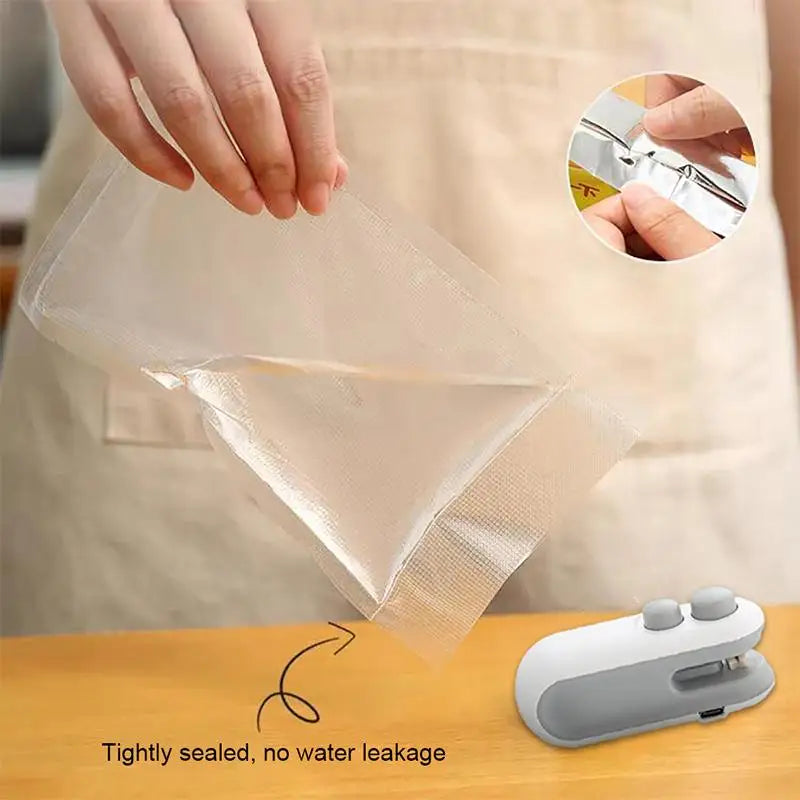 Mini Sellador de Alimentos Portátil, Recargable por USB, Sellador de Bolsas para Almacenamiento de Alimentos, Dispositivo Portátil para Mantener la Frescura