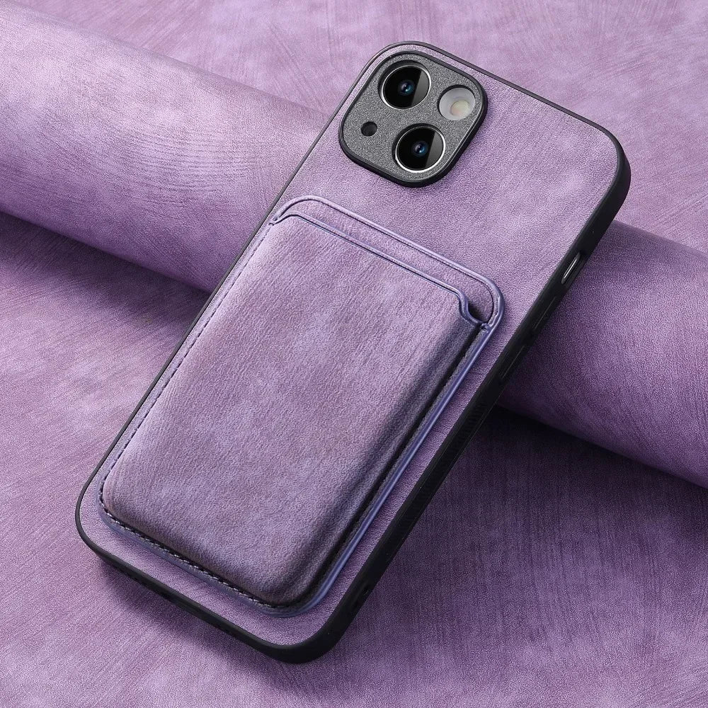 Funda de Cuero Vintage con Tarjetero Magnético Desmontable para iPhone 11 12 13 14 15 16 17 Pro Max Plus, Funda Protectora