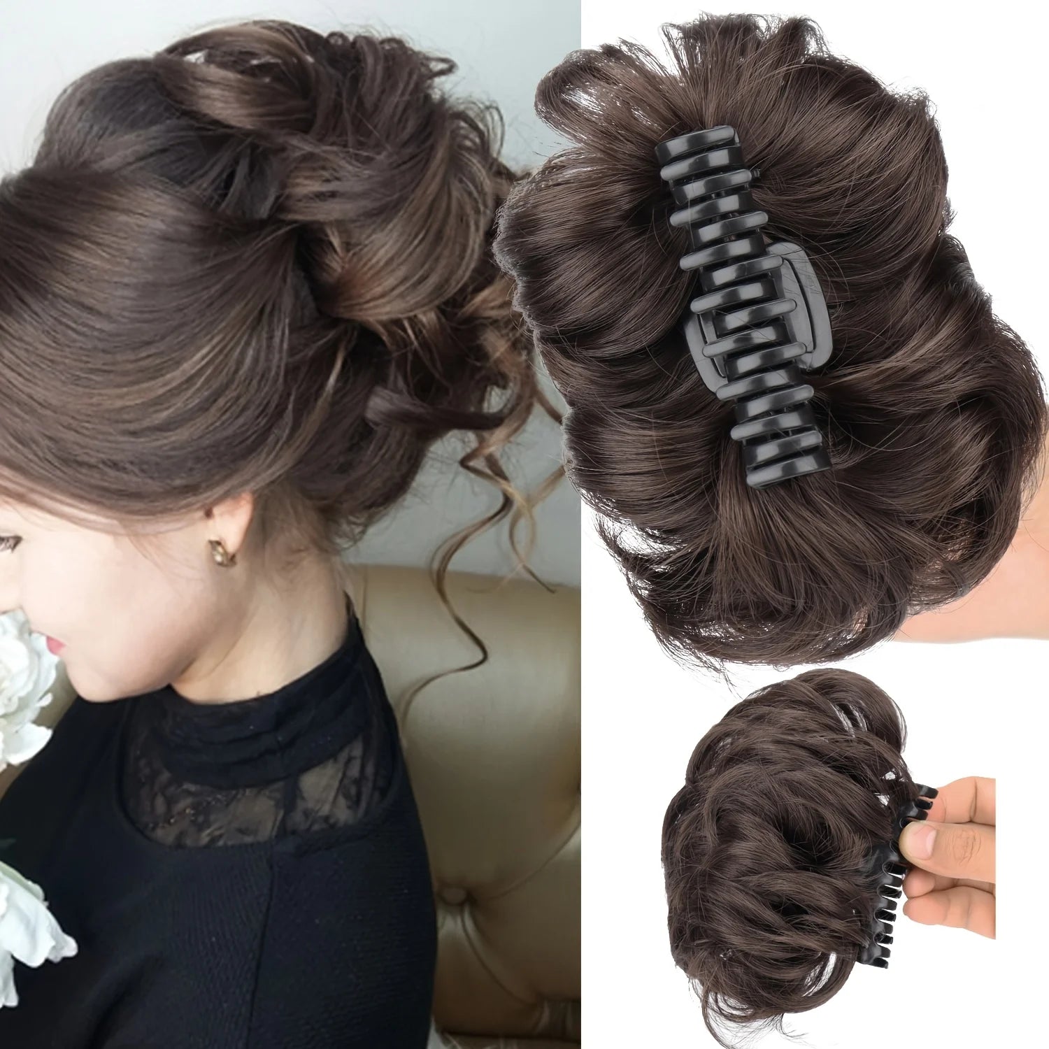 Extensiones de Cabello Sintético con Clip, Moño Despeinado, Postizo Rizado para Mujer, Uso Diario y Fiestas, Varios Colores Disponibles
