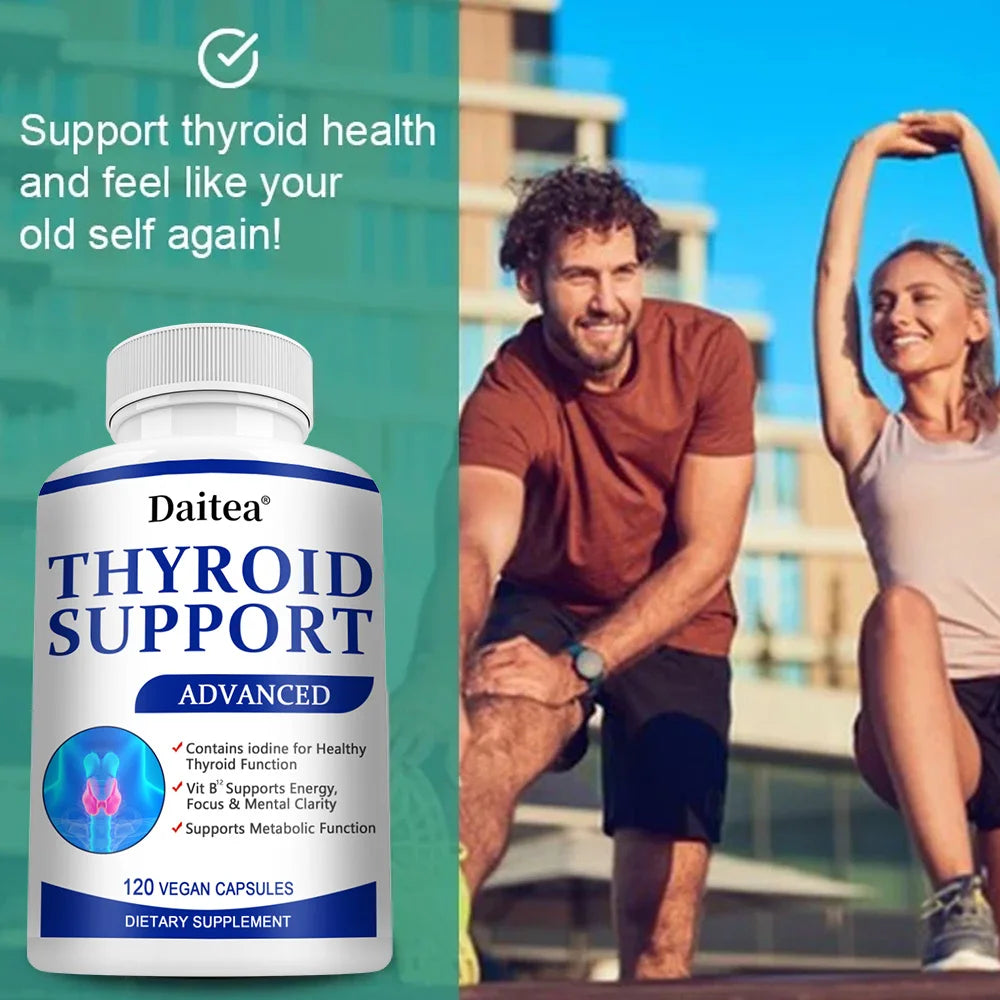 Suplemento Tiroideo con L-tirosina, Iodo, Zinc y Selenio - Promueve la Memoria, Cognitiva, Salud y Metabolismo de Tiroides, NO-GMO