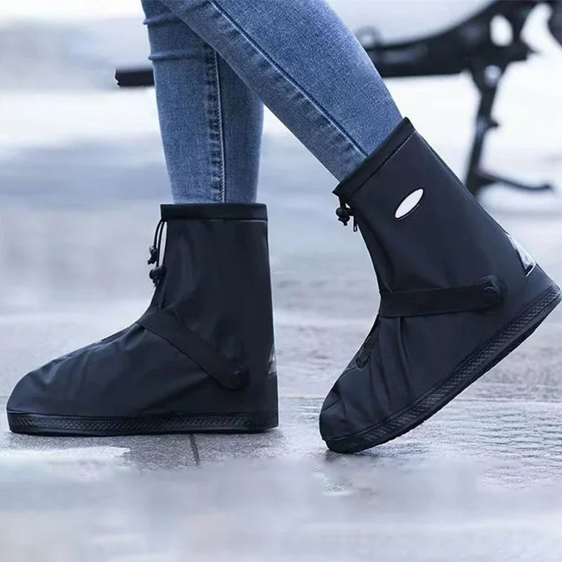 S-XXL reutilizable impermeable zapatos cubierta bota de agua ciclismo senderismo antideslizante PU cuero chanclos lluvia nieve arena zapatos protectores