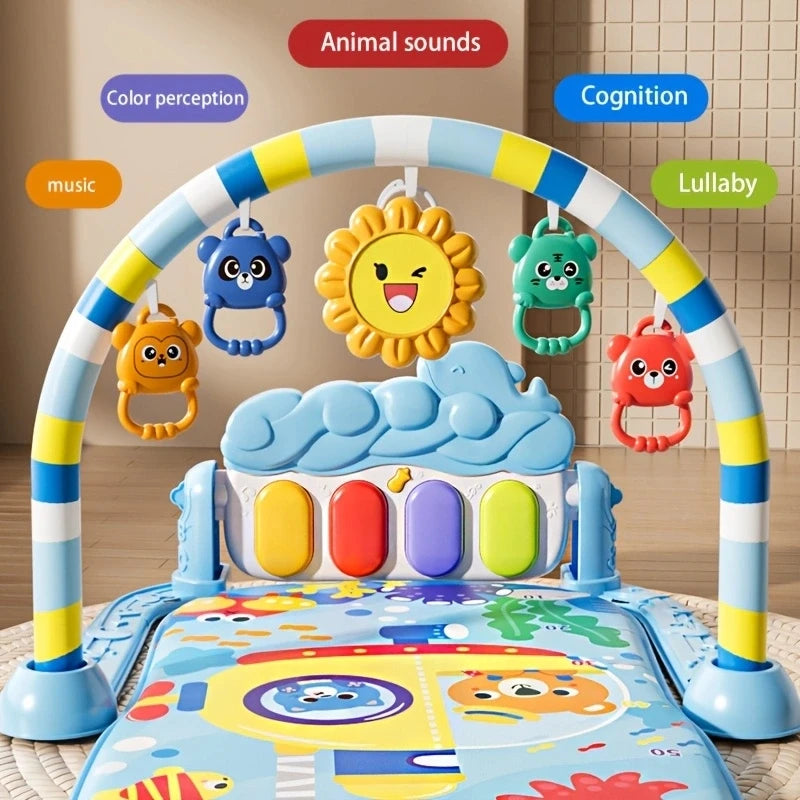 Alfombra de piano para bebé, con colgantes y sonido y luz, puede cultivar la visión y gatear, es un regalo navideño.