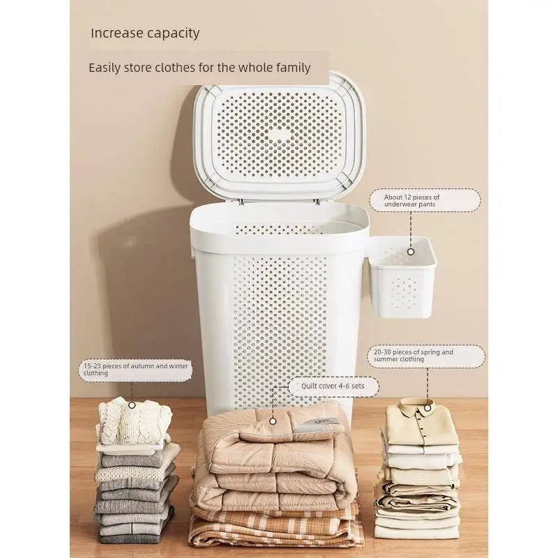 Cesto para Ropa Sucia de Gran Capacidad con Ruedas y Tapa para Baño, Uso Doméstico, Organizador de Almacenamiento para Dormit...