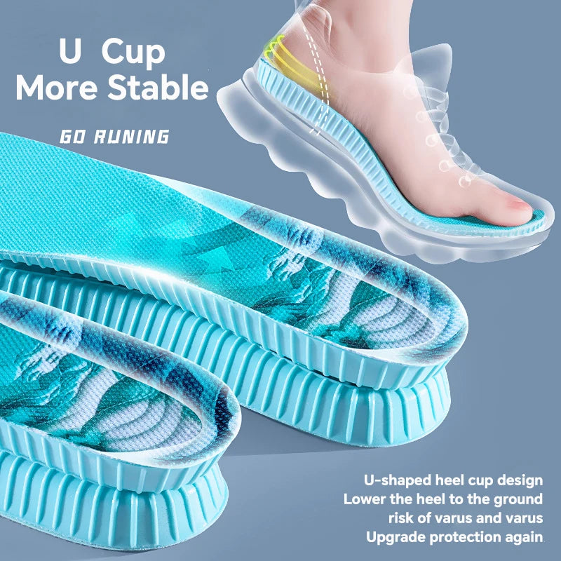 1 par de plantillas deportivas para hombres y mujeres, suaves, elásticas, antiolor, transpirables, absorbentes de golpes, para el cuidado de los pies, plantillas suaves y cómodas