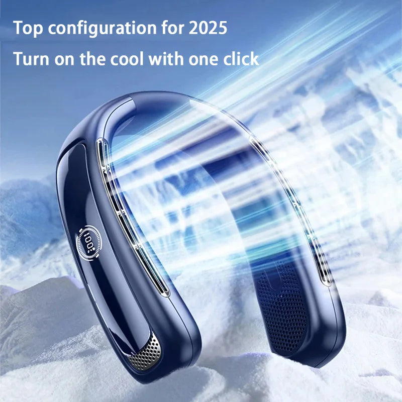 Nuevo ventilador de cuello portátil de 15000mAh pantalla Digital inteligente USB recargable al aire libre ventilador de cuello de enfriamiento silencioso sin aspas para verano
