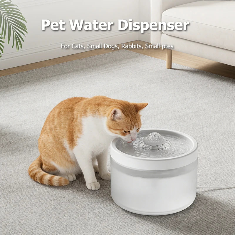 Bebedero Automático para Gatos y Perros de 1.8L/60.87oz, Dispensador de Agua Silencioso con Filtro para Mascotas Pequeñas, Tazón de Agua Interior Antideslizante