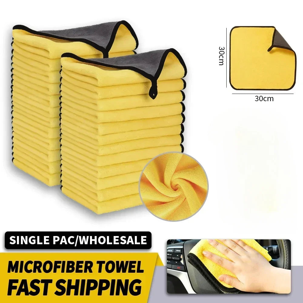 Toallas de limpieza de microfibra para coche, 1/2/3/6/10 Uds., 30x60cm, suaves, de secado rápido para espejos y ventanas, trapos de limpieza, paño de lavado de doble capa