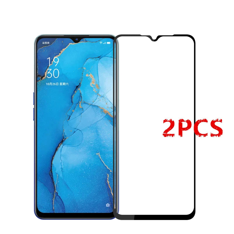 2 uds para OPPO A91 vidrio templado para OPPO A91 película pegamento cubierta 9H HD Protector duro de pantalla vidrio Protector para OPPO A91