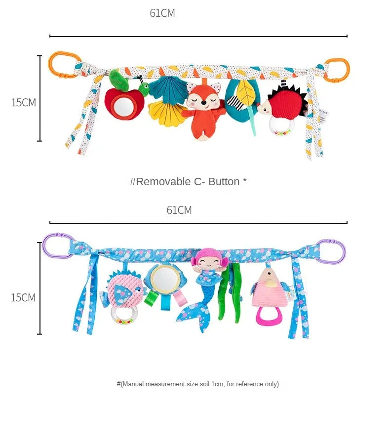 Sonajero de peluche sensorial para bebé, cochecito de juguete, juguetes colgantes móviles musicales, sonajeros móviles para bebés, juegos para recién nacidos de 0 a 6 y 12 meses