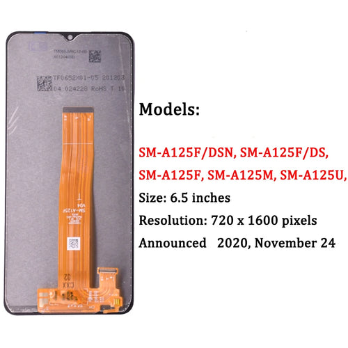 6,5 "LCD para Samsung A12 Nacho LCD A127 pantalla táctil A125 digitalizador montaje para Samsung A12 A125 pantalla LCD