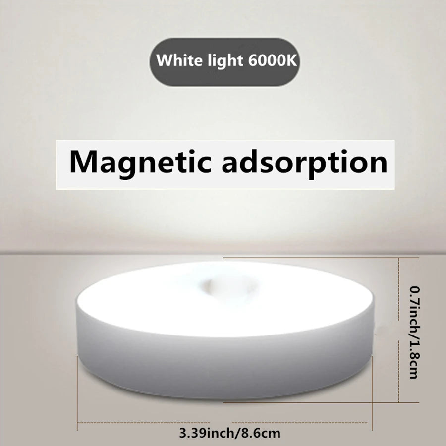 Luz nocturna magnética de luz blanca/cálida con sensor de movimiento, detección de 3-6M, lámpara LED regulable recargable para armario de dormitorio