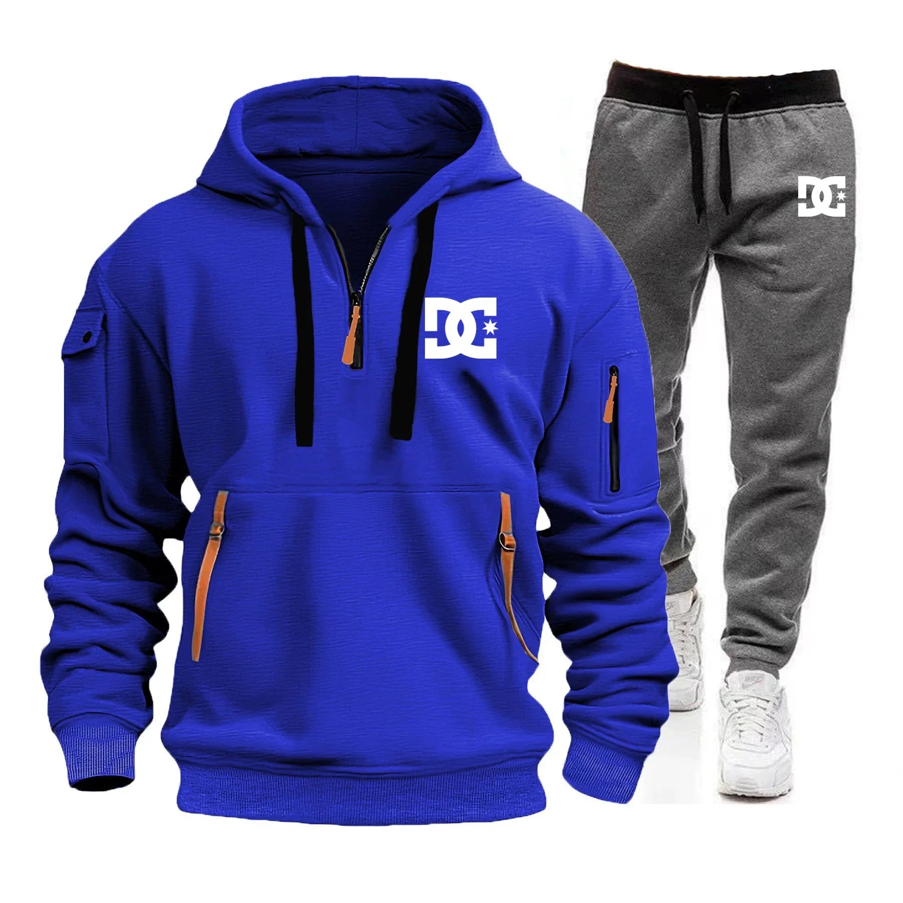 2025 Nuevo conjunto informal de otoño e invierno para hombre, sudadera con capucha y pantalones para correr para hombre al aire libre a la moda, conjunto de 2 piezas