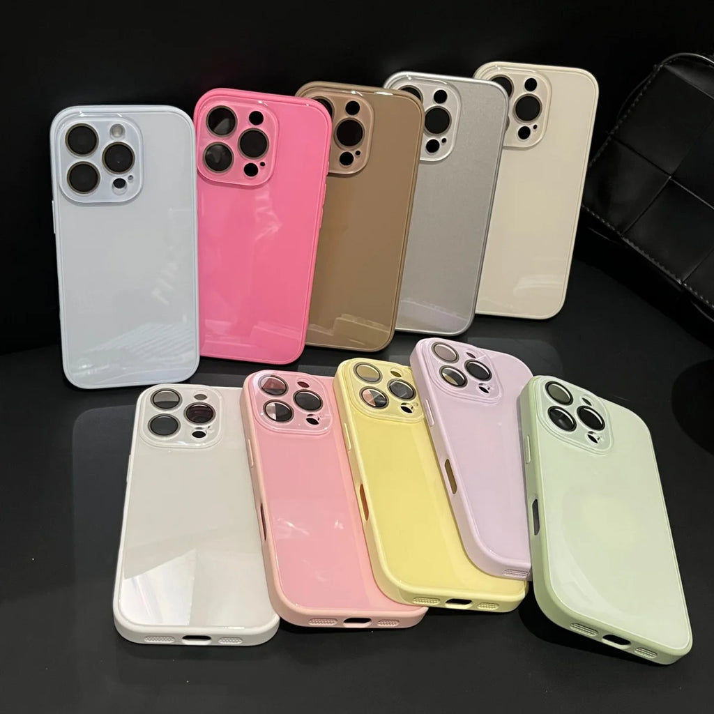 Funda de teléfono todo incluido Backplane de vidrio templado de lujo para iPhone 17 16 15 14 13 12 11 Pro Max cámara protege la cubierta sencilla