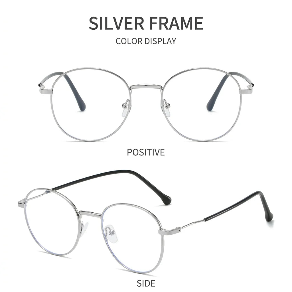 Gafas Fotocromáticas con Bloqueo de Luz Azul para Mujer y Hombre, Gafas de Computadora Redondas Retro, Gafas Antideslumbrantes Camaleón, Montura Óptica