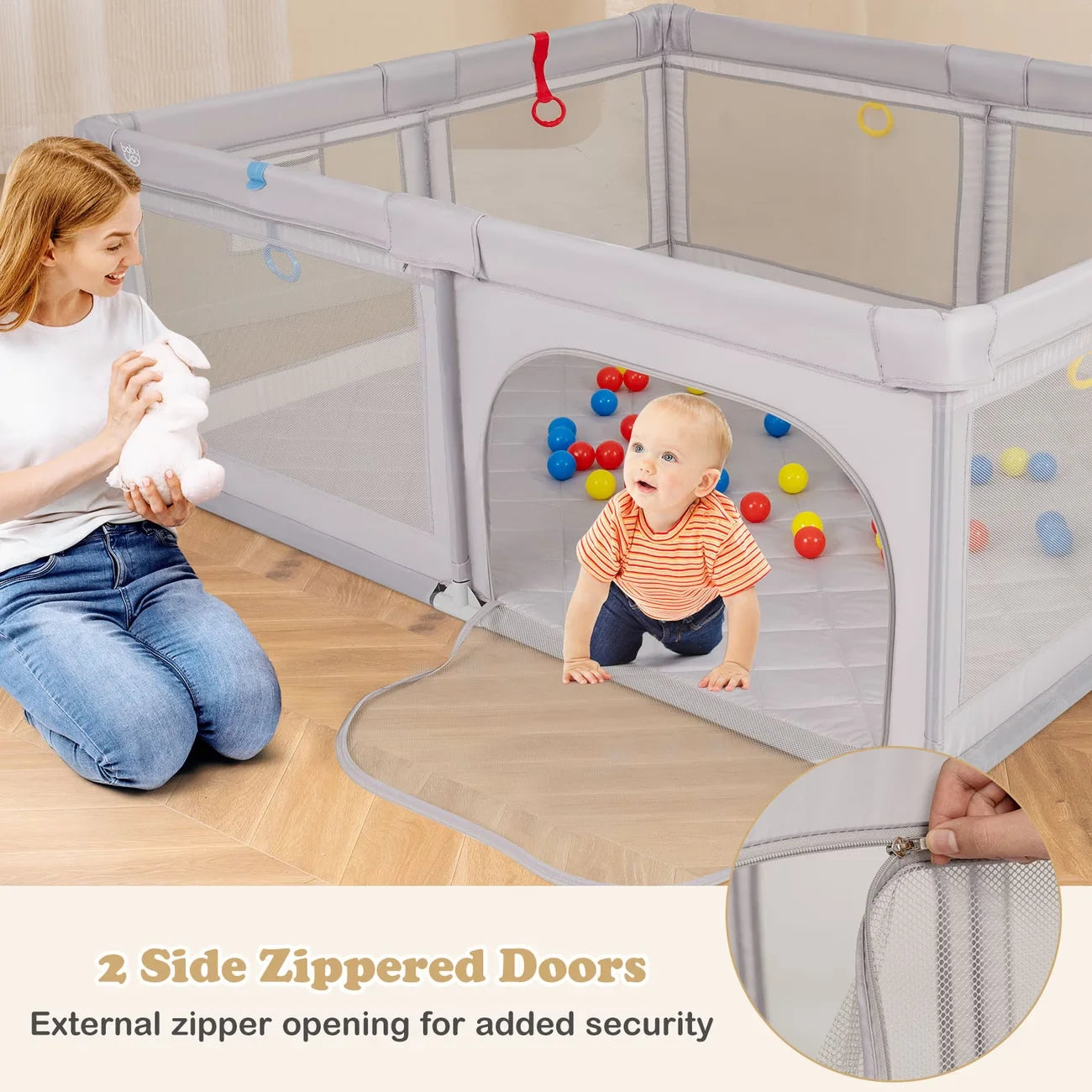 Parque de juegos para bebés / Centro de actividades para niños / Valla grande para bebés para interiores y exteriores con malla suave y transpirable para niños pequeños / Regalo de Halloween y Navidad