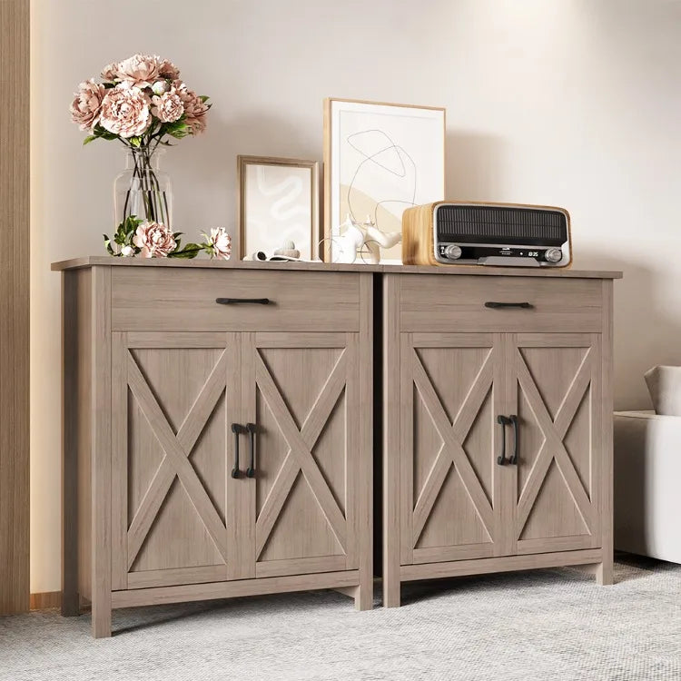 Aparador Buffet Georgina, mueble de madera maciza, mesa auxiliar para comedor, diseño geométrico moderno, exhibición, cocina, sala de estar