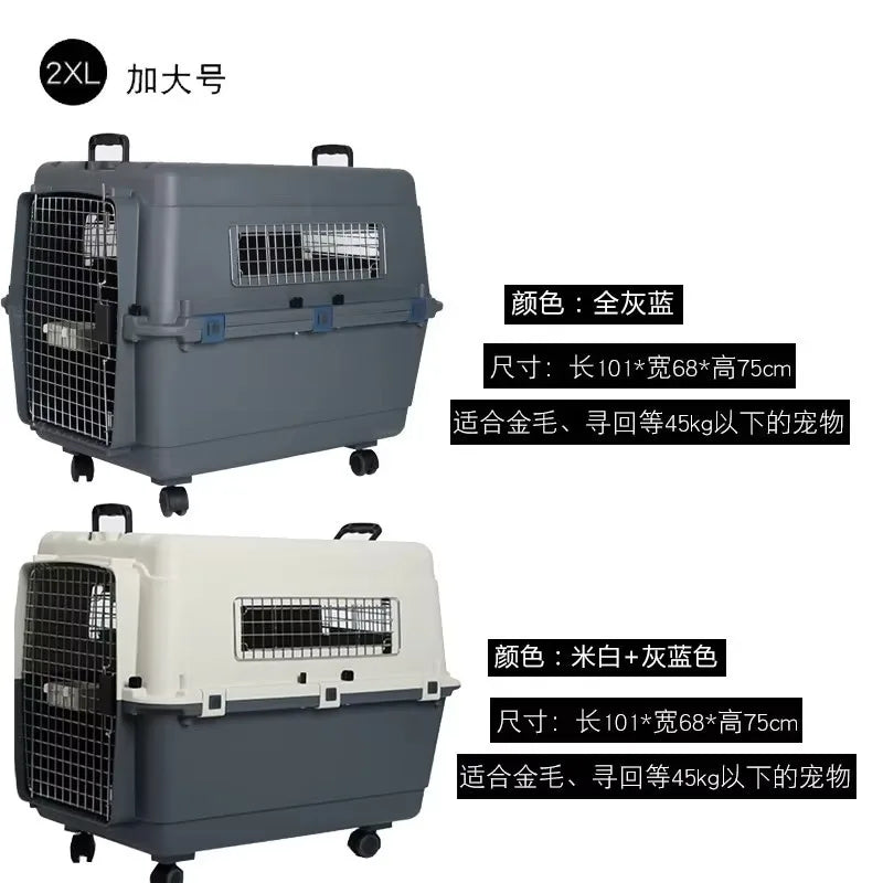 Caja de transporte de plástico para perros aprobada por IATA 3XL, jaula para mascotas con perrera, cajas de viaje para envío de aerolínea