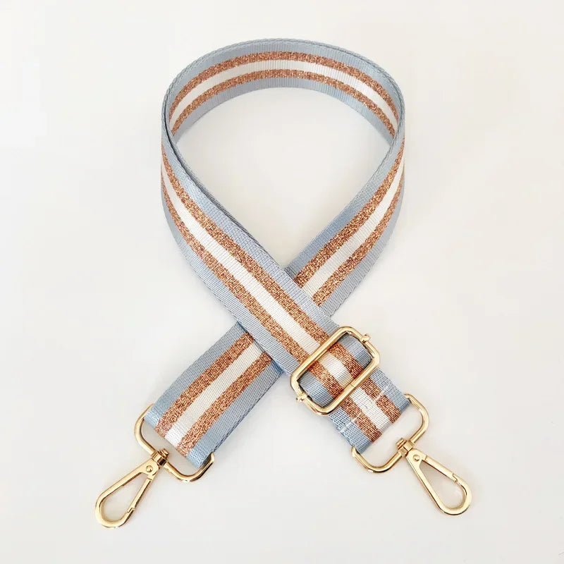 Correa de Hombro Universal para Bolso con Rayas, Correa de Repuesto Ajustable para Llevar Cruzado con Cierre Metálico, Accesorios Multicolor para Bolsos