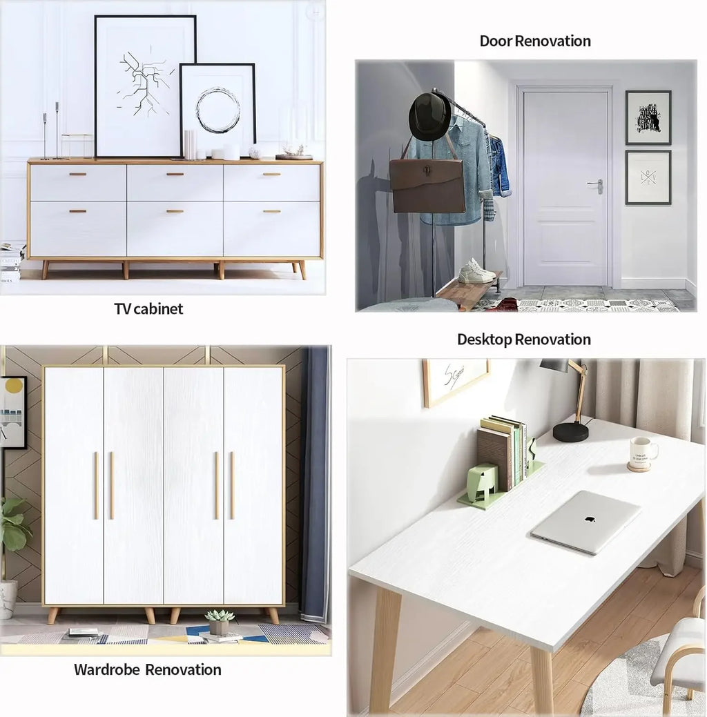 Rollo de papel tapiz adhesivo con 5 metros, pegatina impermeable de grano de madera, armario, puerta de escritorio, pegatinas de renovación de muebles