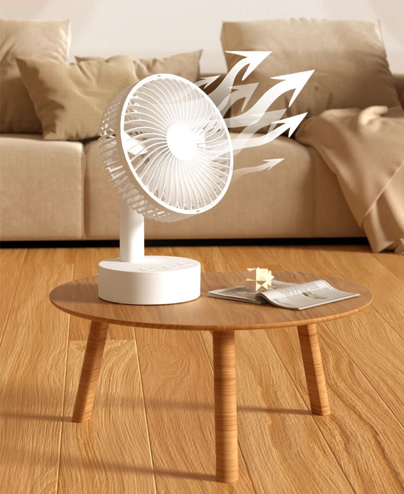 Mini ventilador oscilante, ventilador de mesa portátil a pilas con 4 niveles de velocidad, ventilador de escritorio de 6 pulgadas con temporizador