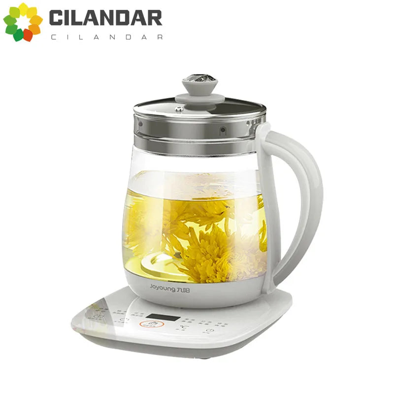 Olla saludable Jiuyang de 220V, tetera de flores multifuncional, tetera de vidrio para estofado, Mini cocina portátil de 1,5 l, cocina para postre y té
