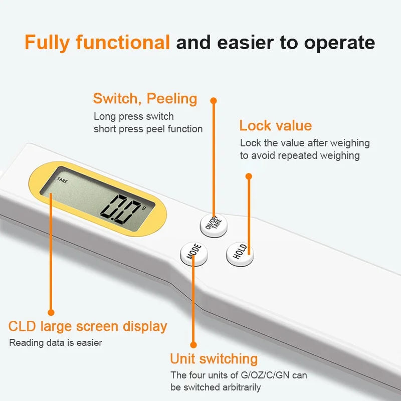 Mini báscula de cuchara báscula Digital de cocina báscula electrónica LCD para alimentos 0,1-500g cocina harina leche café en polvo cuchara medidora de peso