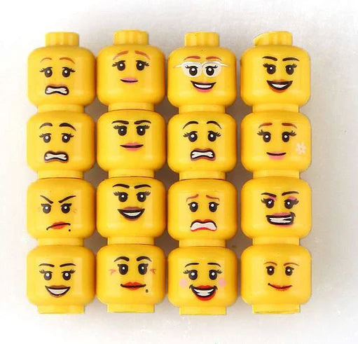 Cabeza impresa de Minifigs hembra, bloque de bricolaje para iluminar, número de pieza de ladrillo, Compatible con otras partículas de ensamblaje, 20 piezas
