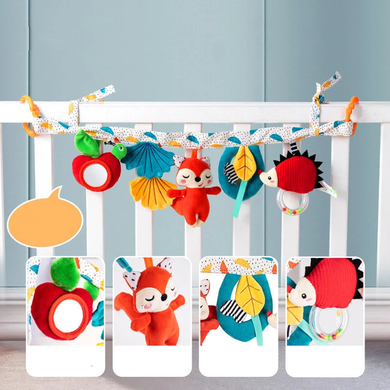 Sonajero de peluche sensorial para bebé, cochecito de juguete, juguetes colgantes móviles musicales, sonajeros móviles para bebés, juegos para recién nacidos de 0 a 6 y 12 meses