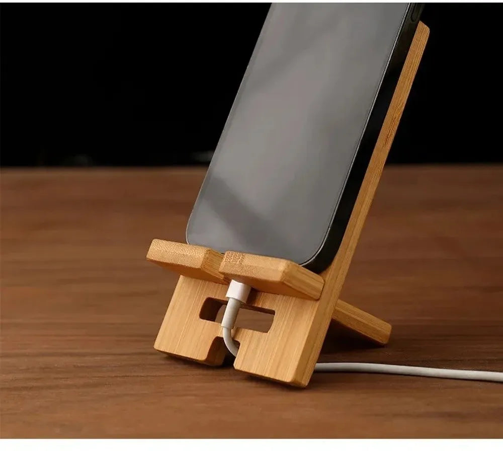 Soporte de madera para teléfono de escritorio, soporte multifuncional para tableta, soporte para teléfono móvil para el hogar/oficina