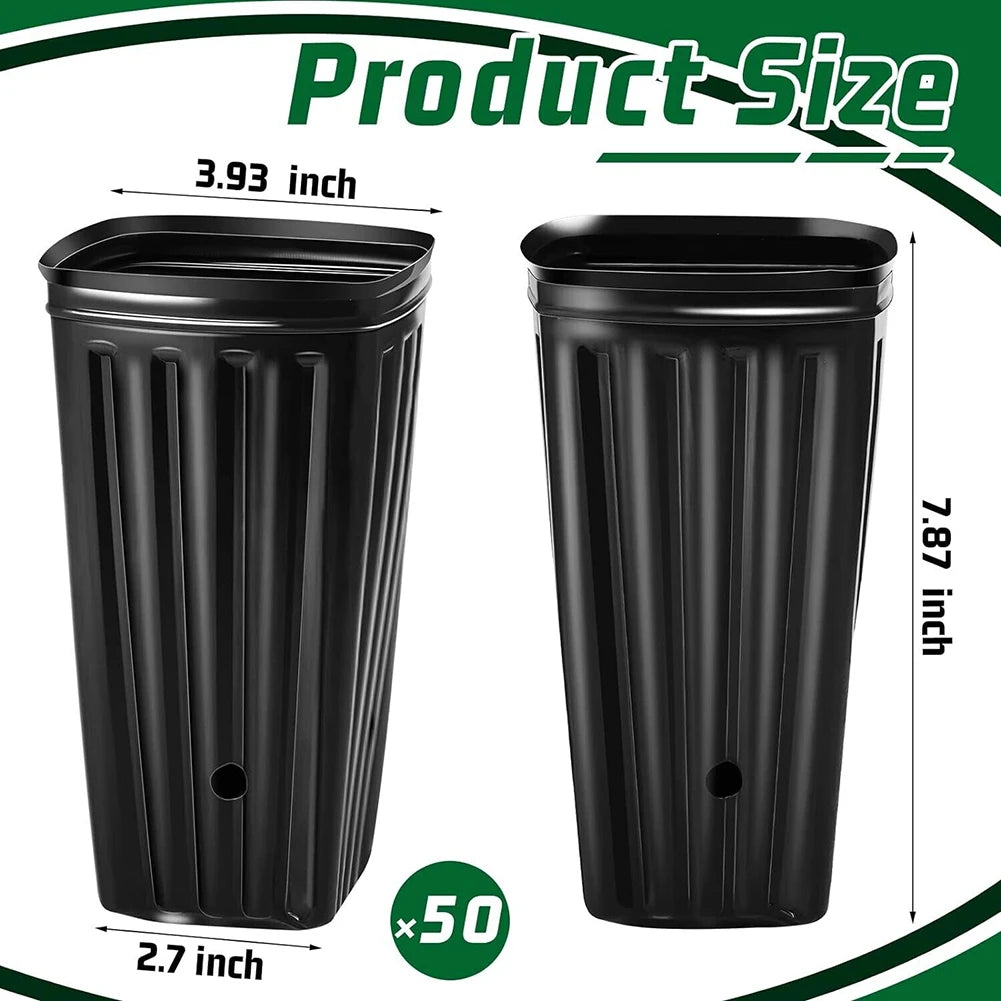 Semilla de plantas cuadrada alta, taza para plantar, maceta de plástico para vivero profundo, contenedor para plantas y flores, bolsas para cultivo de trasplante de jardín