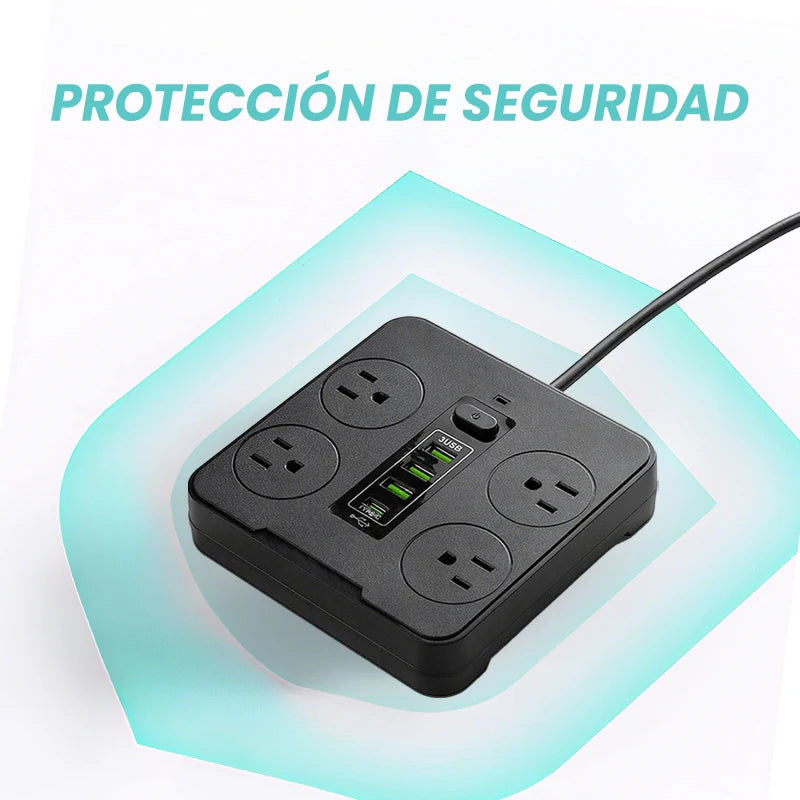 Iruibo American Standard Power Strip White 4 AC Outlets 3USB + Type-C Fast Charging Portable Multi Socket for Home Office Travel